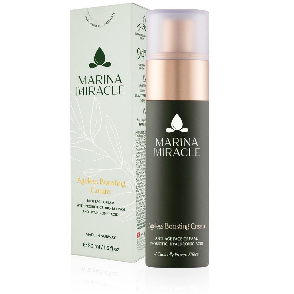 Marina Miracle Ageless Boosting Cream 50 ml med eske, norskutviklet anti-age dagkrem