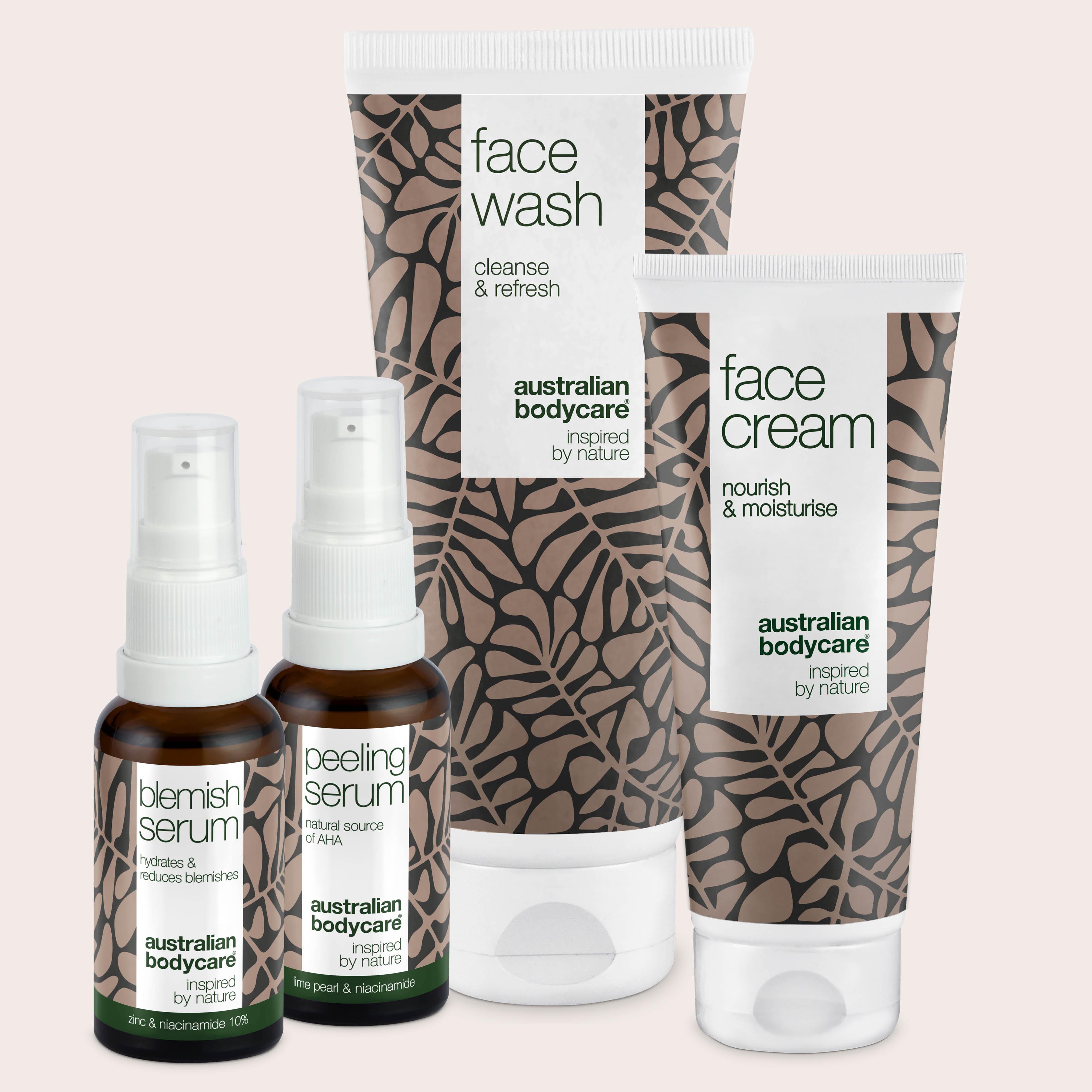 Australian Bodycare 4-pack mot pigmentflekker med rens, serum, peeling og krem